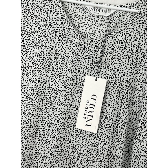 Studio Untold Peasant Maxi Dress White Black Spotted Print Dress NWT Size 16/18 - Picture 5 of 8